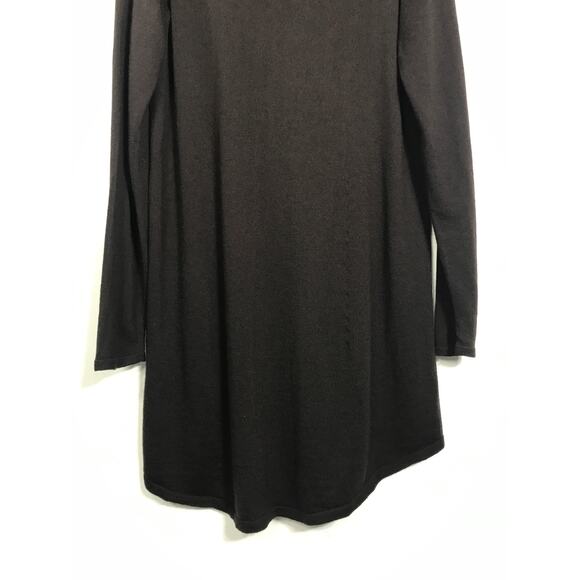 Eileen Fisher Women's M Dark Brown Wool Long Tunic Sweater Comfy Fall Winter - Picture 9 of 12